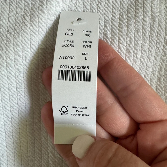 J.CREW NWT Textured curved-waist cheeky bikini bottom white Size L - Picture 3 of 6